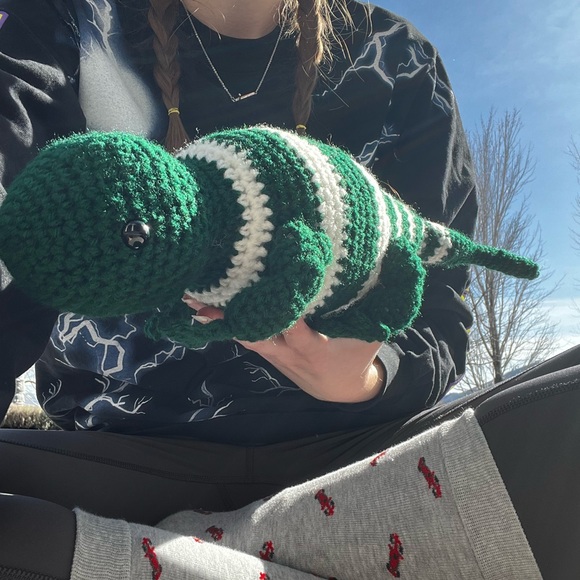 Hand Crocheted Iggy the Green & White Iguana Stuffed Animal Plushie! - Picture 13 of 16